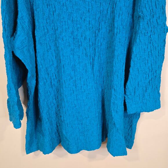 Women's Multiples Blue Gauze Lightweight Blouse | Plus Size 3X - Picture 4 of 9